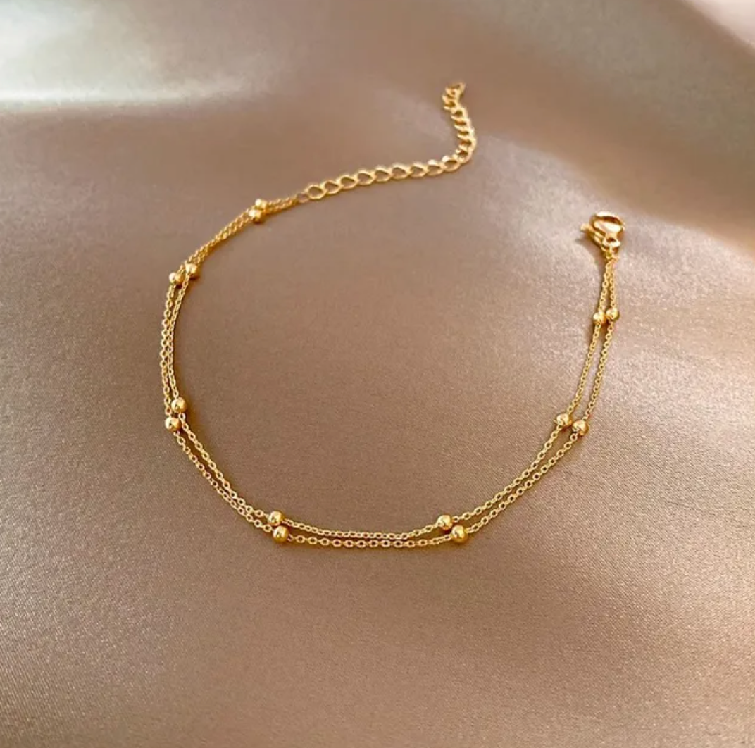 Schönes Doppeltes 18K Gold Plated Armband mit Perlen