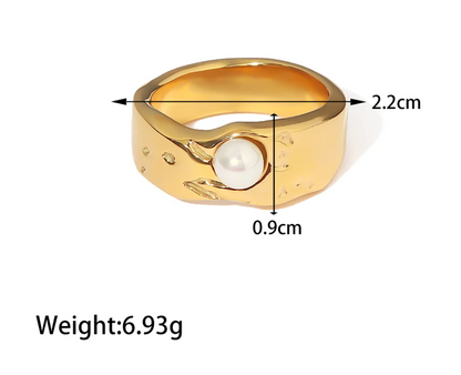 18 Karat vergoldeter Ring mit einer Schicksalsperle