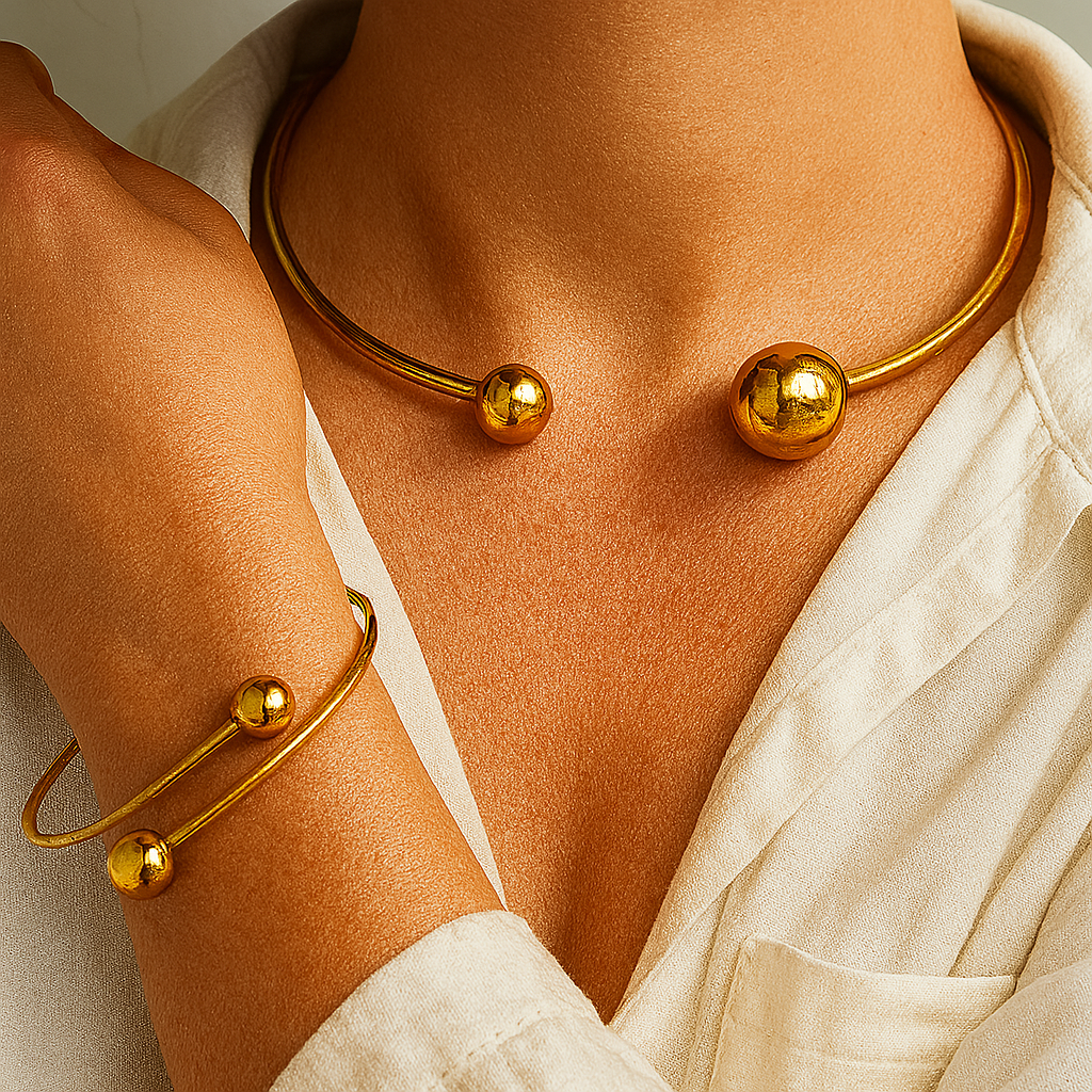 Halskette und Armband Minimalist Glow-Set | Gold
