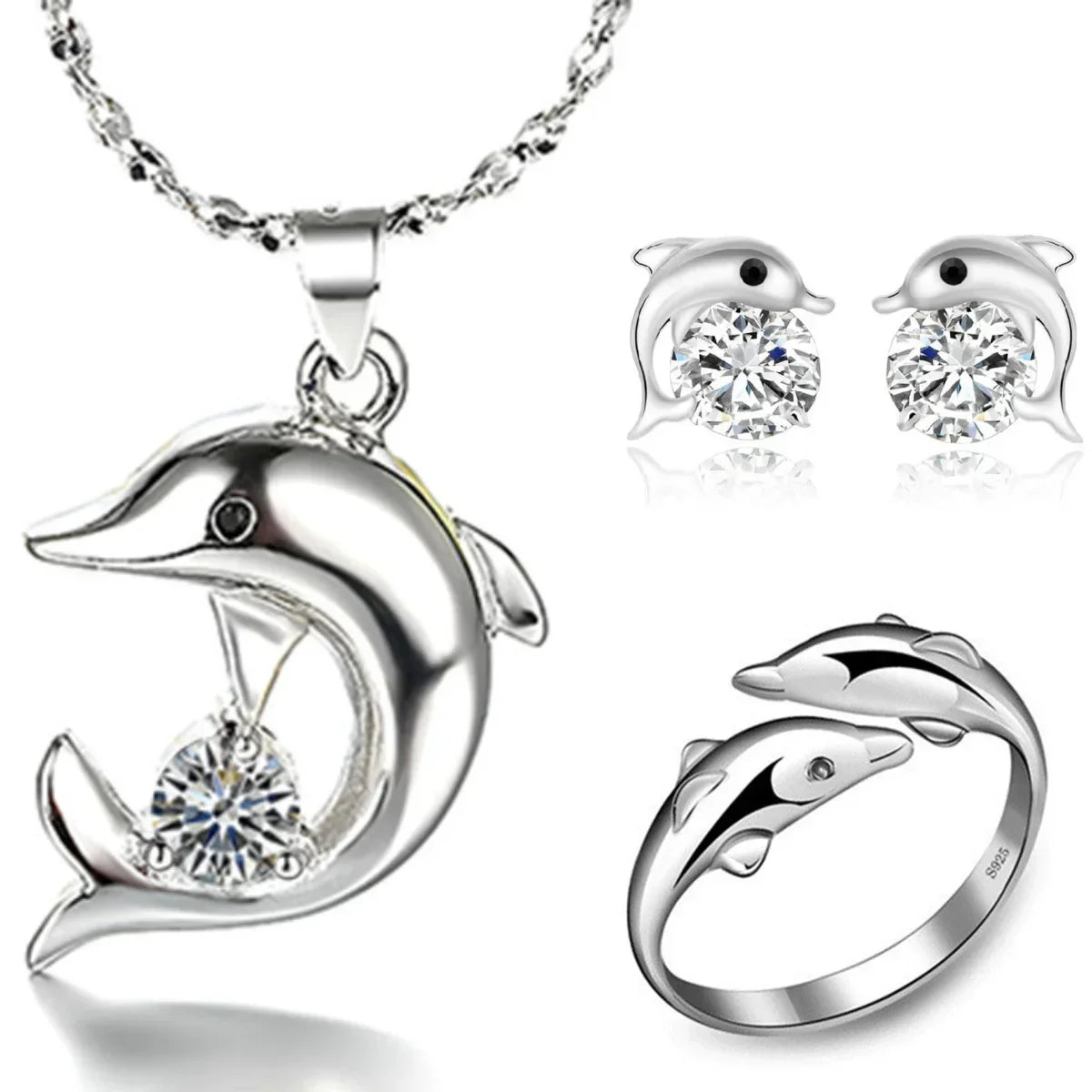 Delfin Schmuckset in Sterlingsilber