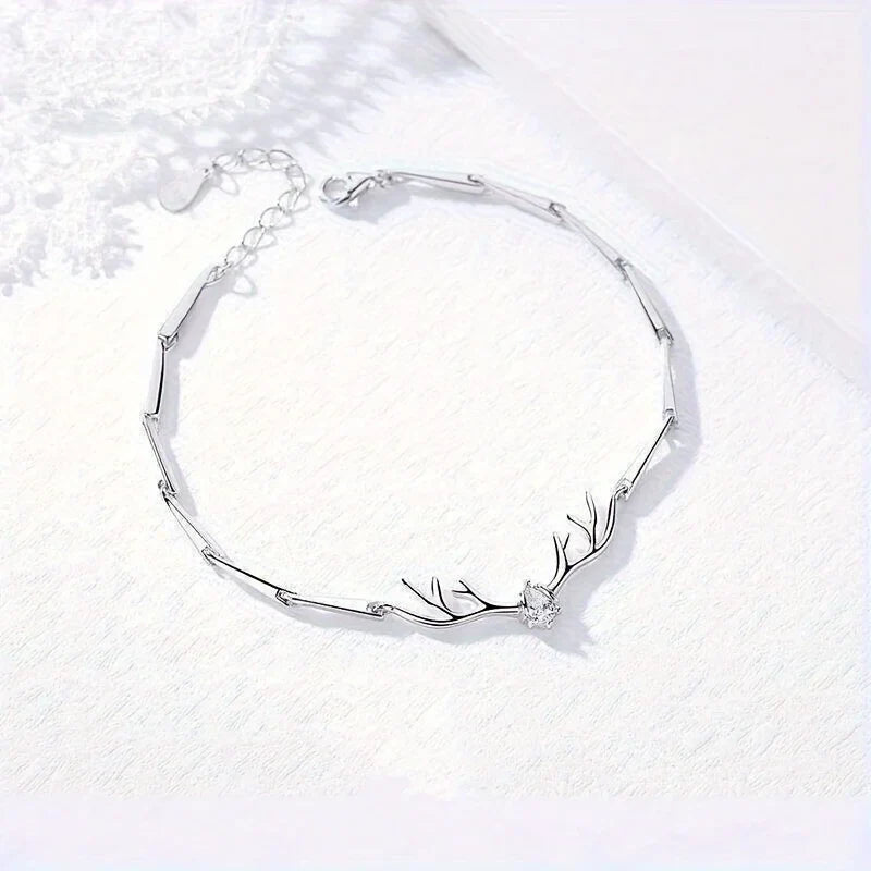 Geweih Herz Armband mit Zirkonia
