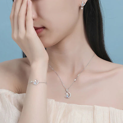 Katzen Mond Sterlingsilber Halskette