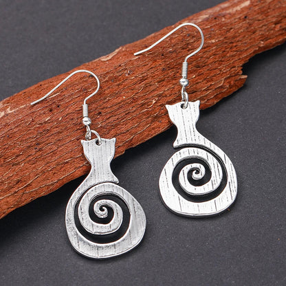 Vintage Katzen Spirale Ohrringe