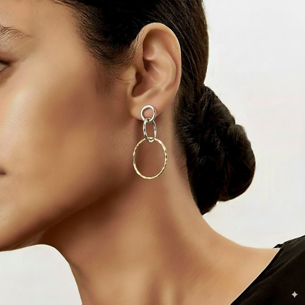 Vintage-Ohrringe (Creolen) in Gold und Silber