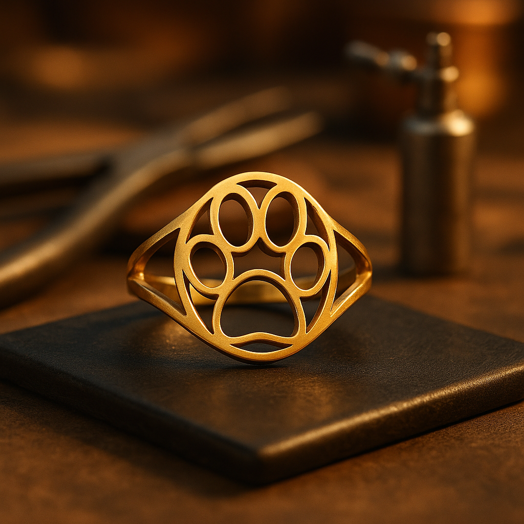 Offener Pfoten Ring in Edelstahl