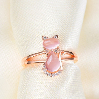 Katzen Ring in Roségold