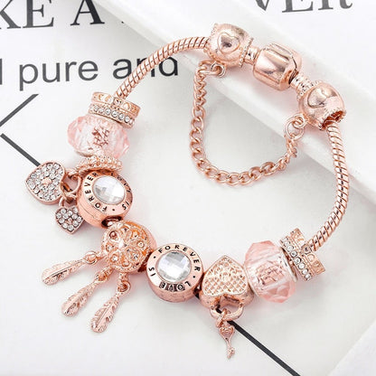 Rose Traumfänger Armband mit Charms in Silber