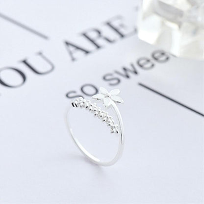 Verstellbarer 925 Silber und Handbemalter Emaille Wildblumen Ring