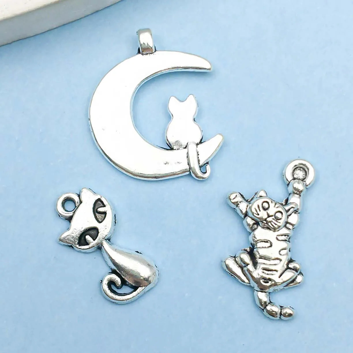 Vintage silberne Katzen Charm Kollektion