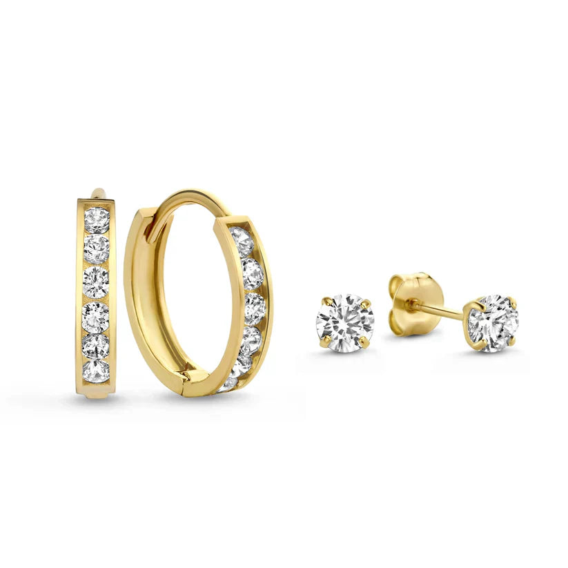 Dara Brillane Stein Ohrringe Set | Weißgold