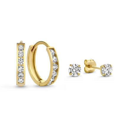 Dara Brillane Stein Ohrringe Set | Weißgold