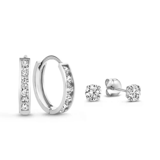 Dara Brillane Stein Ohrringe Set | Weißgold