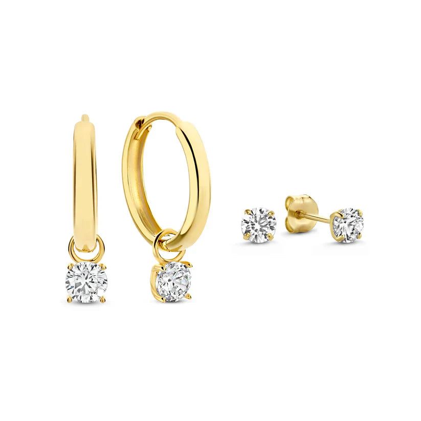 Larmes de Lune Stein Ohrringe Set | Weißgold