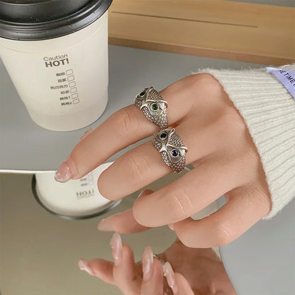 Eulen Ring in Sterlingsilber