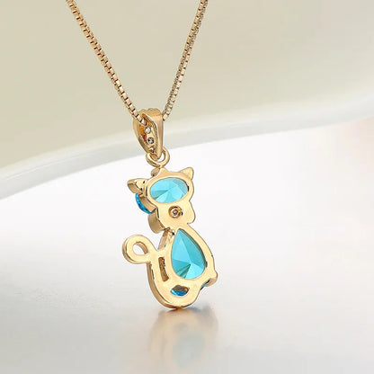 Kristall Katzen Anhänger Halskette