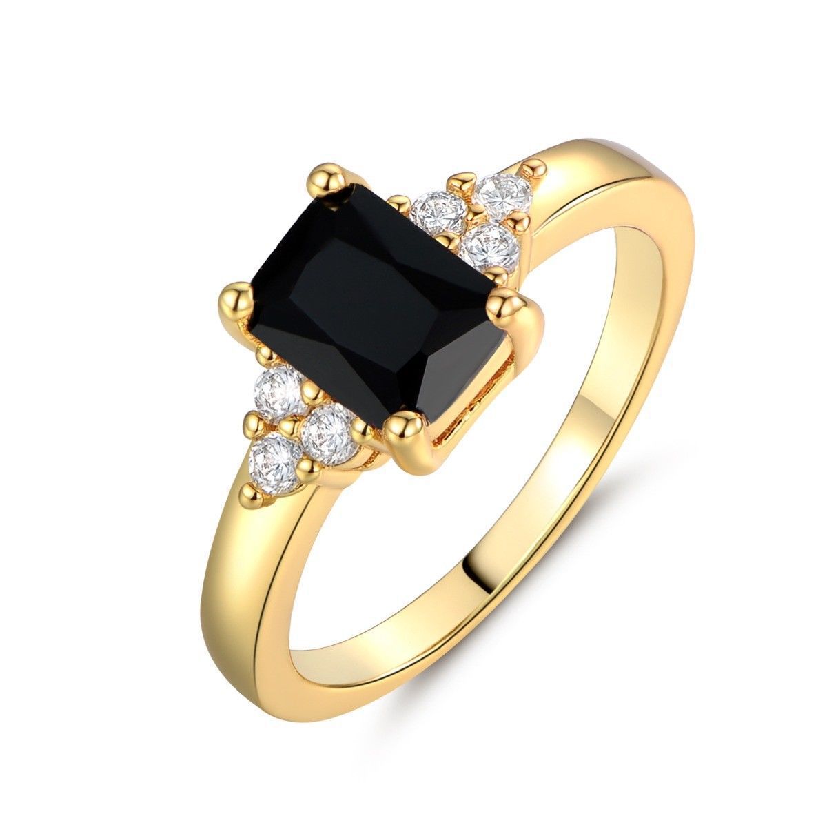 Baguette-Ring mit schwarzem Spinell | Gold