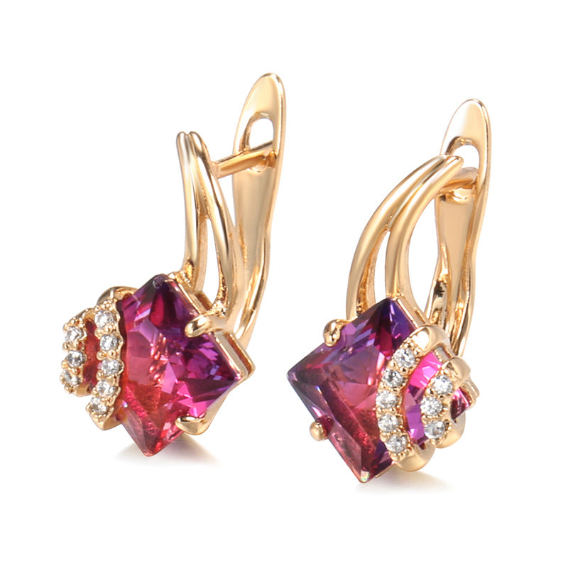 Crimson Square Crystal Ohrringe | Roségold