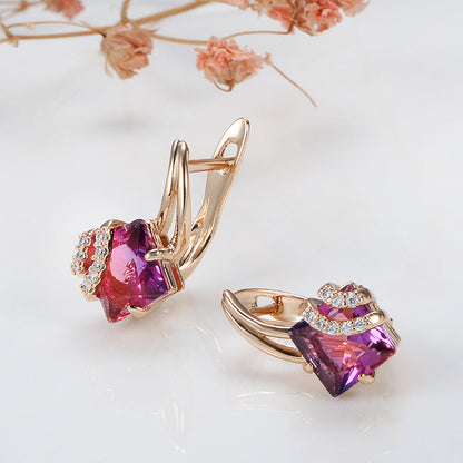 Crimson Square Crystal Ohrringe | Roségold