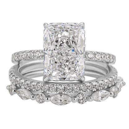 Jaily 3PC Hochzeitsring-Set | Weißgold