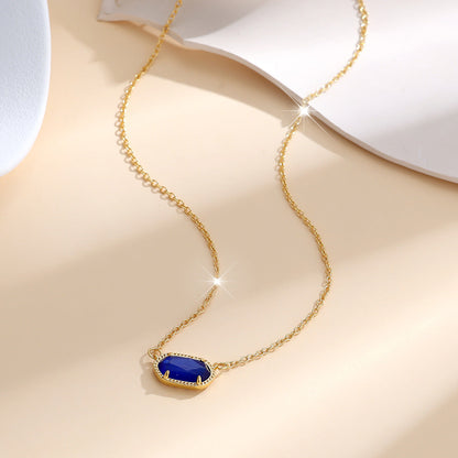 Klassische Ovale Saphir Halskette | Gold