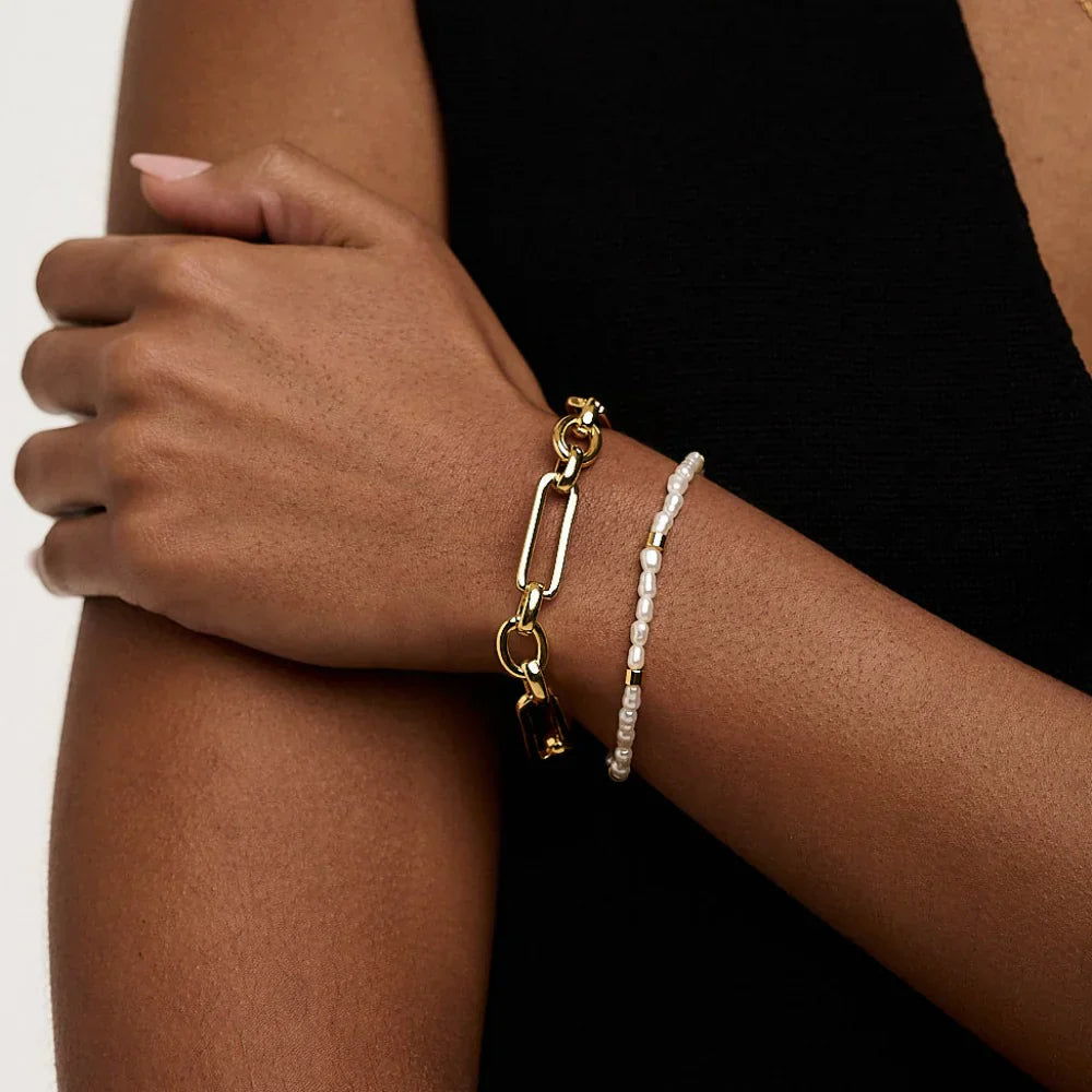 Link T-Bar Armband | Weißgold