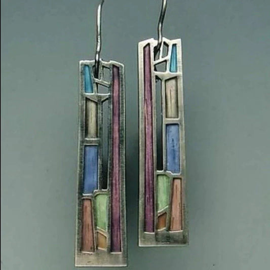 Vintage Bunte Silber Ohrringe