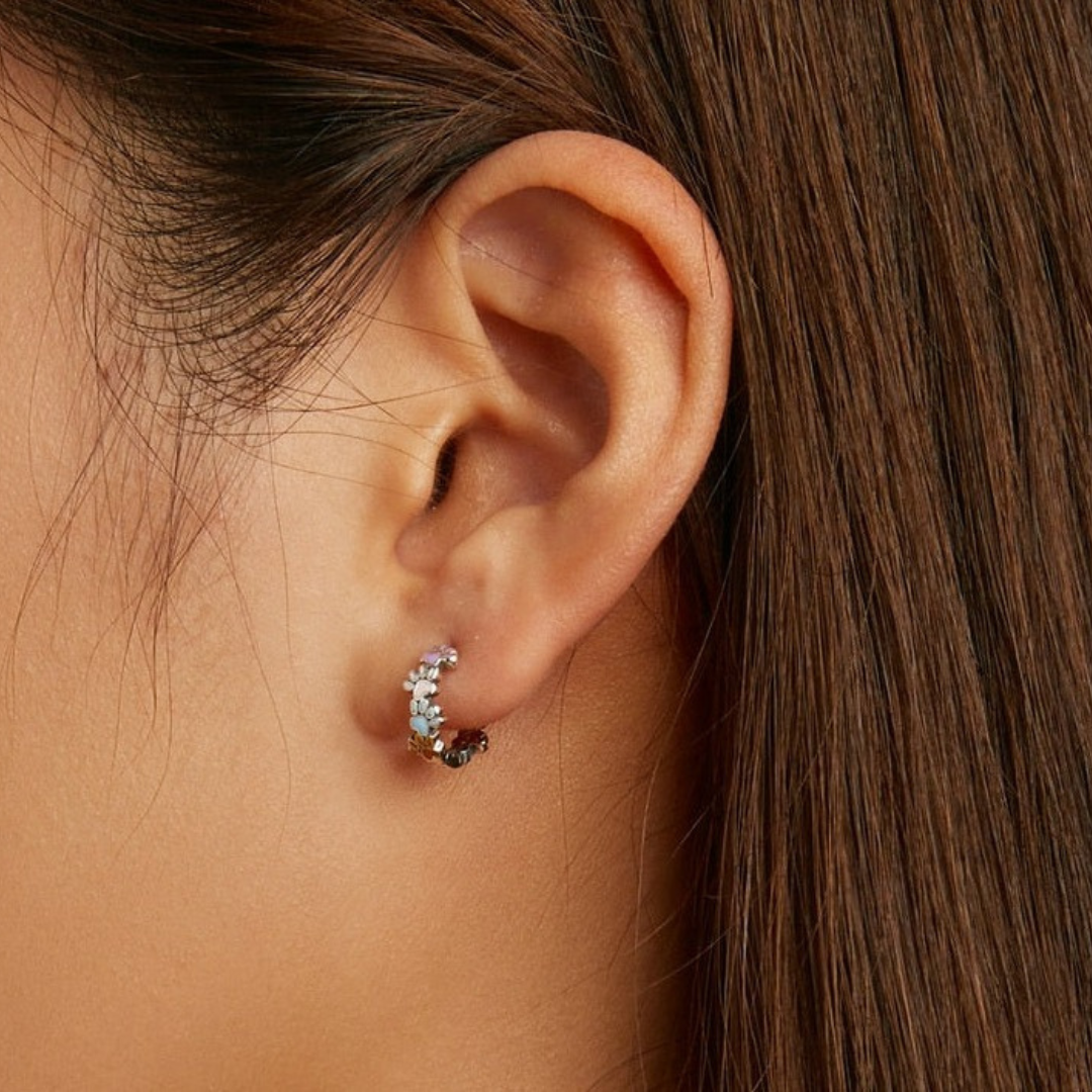 Bunte Pfoten Ohrringe in Sterlingsilber