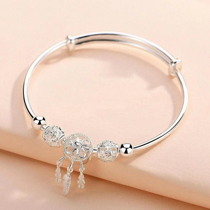 Verstellbares Dreamcatcher-Armband aus 925 Silber