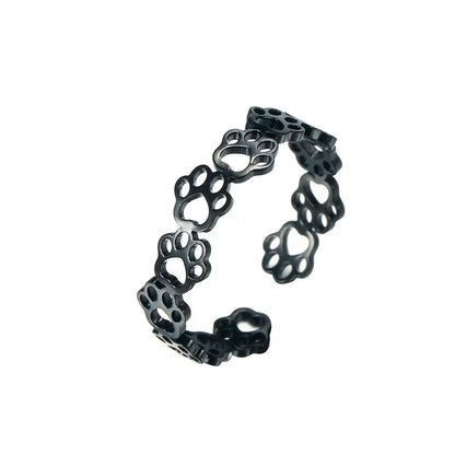 Verstellbarer Pfotenabdruck Ring in Edelstahl