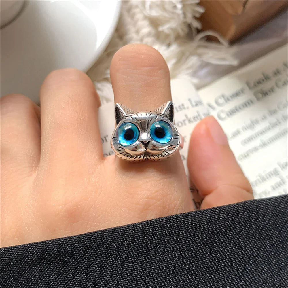 Blaue Augen Katzen Ring
