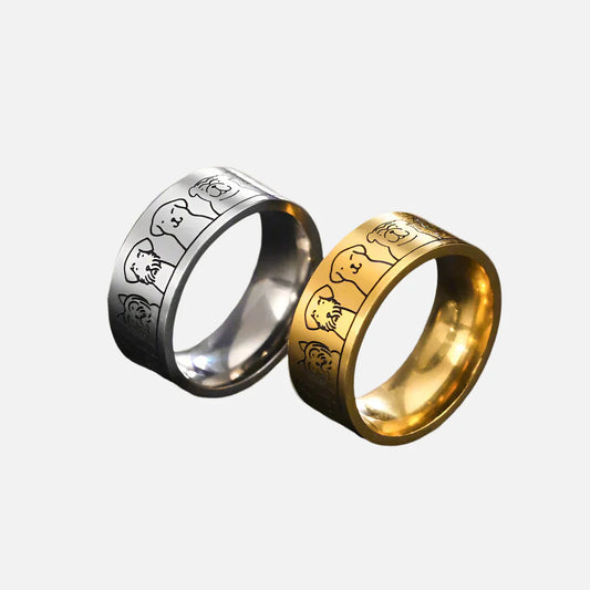 Breiter Hund Ring in Edelstahl