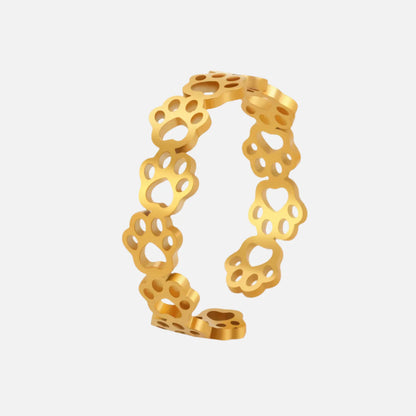 Verstellbarer Pfotenabdruck Ring in Edelstahl