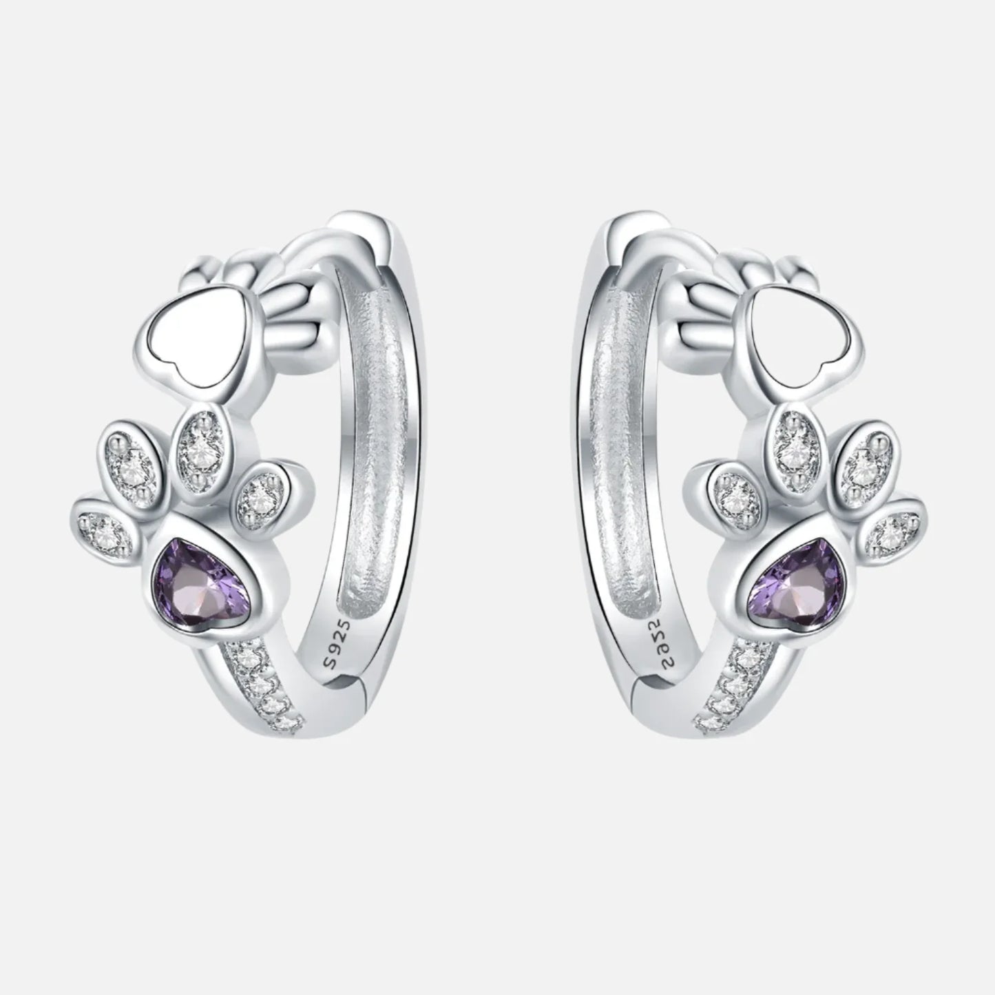 Pfoten Huggie Ohrringe in 925 Sterlingsilber