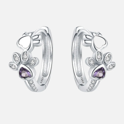 Pfoten Huggie Ohrringe in 925 Sterlingsilber