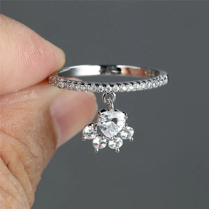 Vintage Katzenpfote und Herz Stein Ring