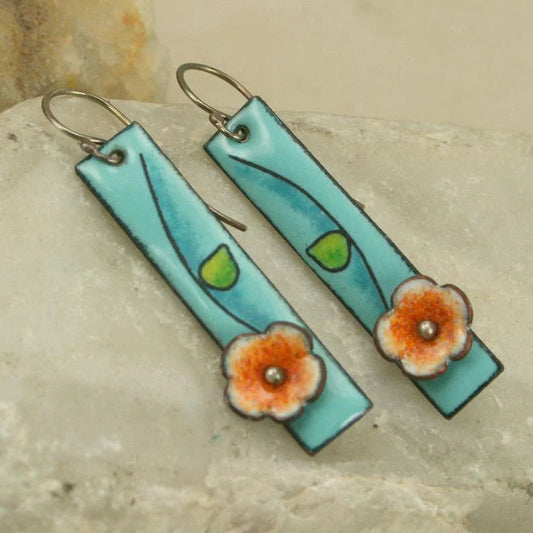 Blumige Emaille Ohrringe