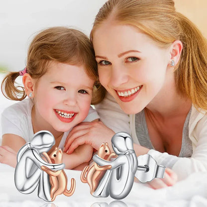 Katzen Umarmung Ohrringe in zwei Farben Silber und Gold