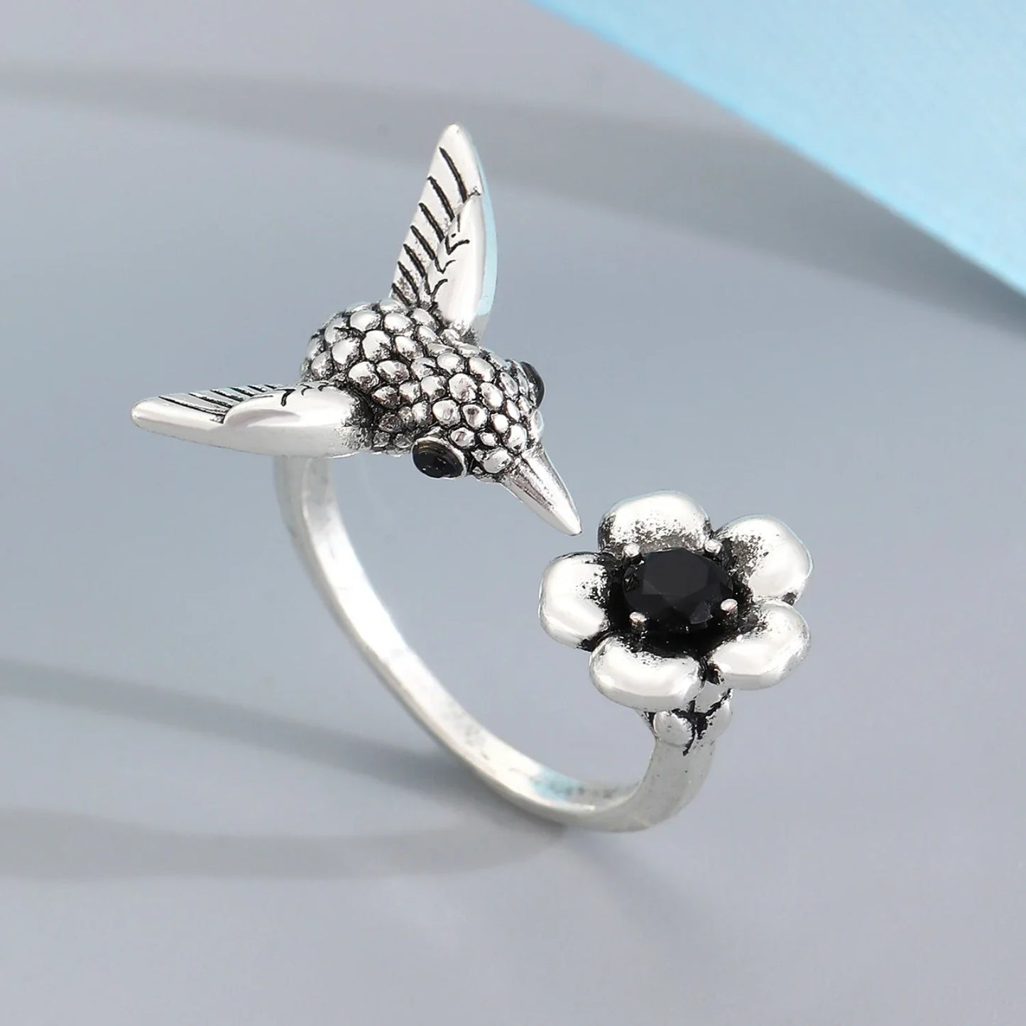 Kolibri und Blume Ring