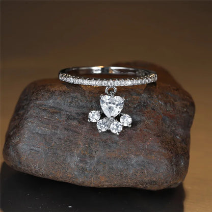 Vintage Katzenpfote und Herz Stein Ring