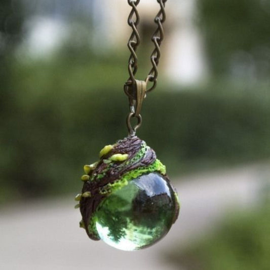 Natur Grüne Glas Halskette