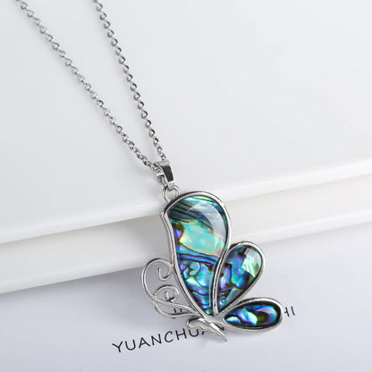 Natürliche Muschel Schmetterling Anhänger Halskette