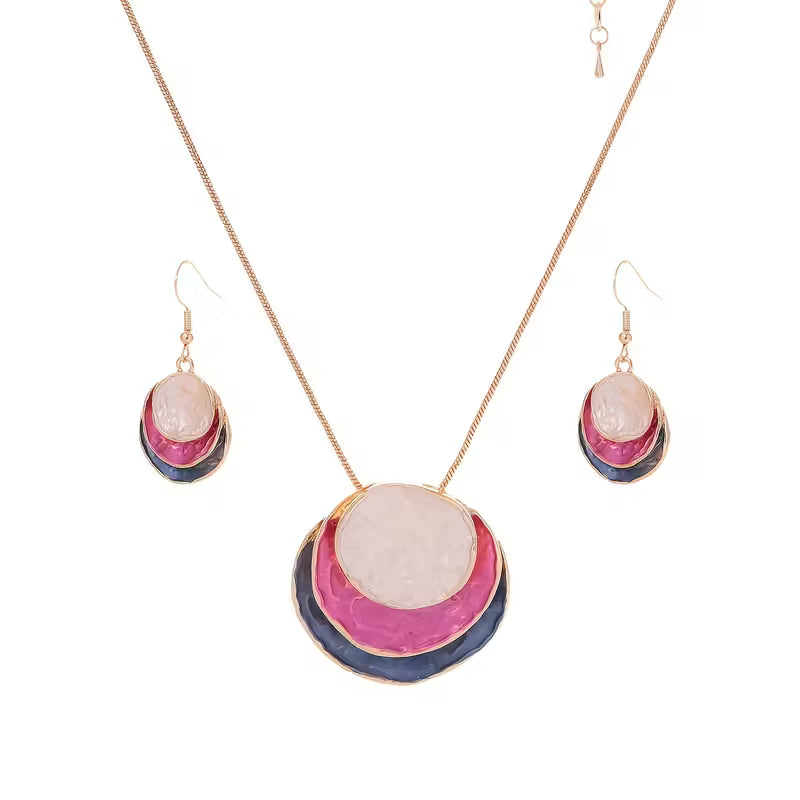 Boho Emaille Halsketten- und Ohrring-Set