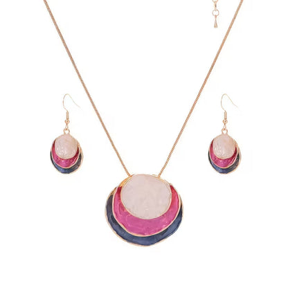Boho Emaille Halsketten- und Ohrring-Set