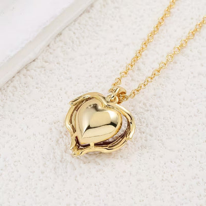 Angel Embrace Ruby Heart Halskette | Gold
