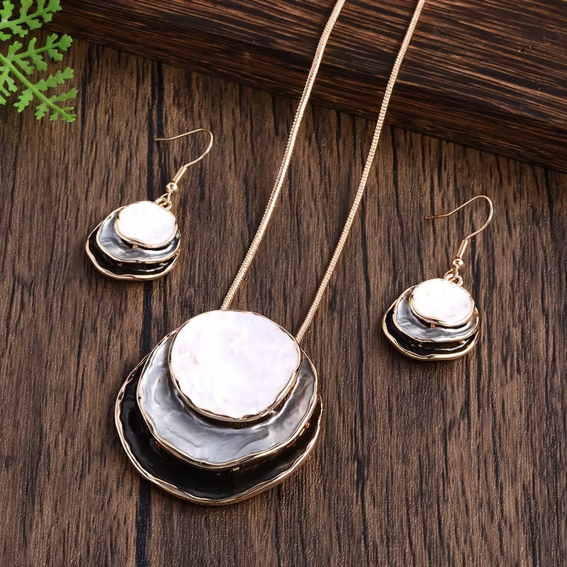 Boho Emaille Halsketten- und Ohrring-Set