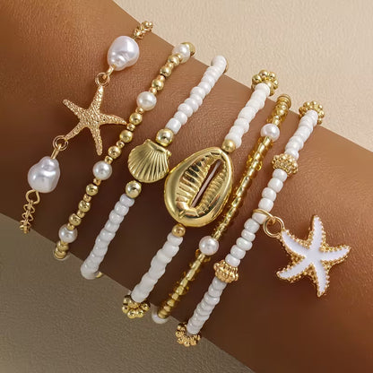 Goldenes 6-teiliges Strandarmband-Set