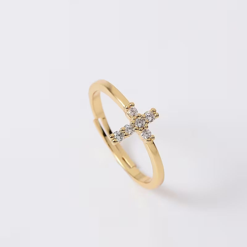 Offener Kreuz-Ring aus Zirkonia