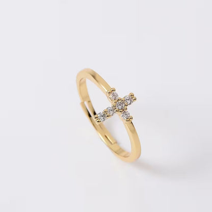 Offener Kreuz-Ring aus Zirkonia