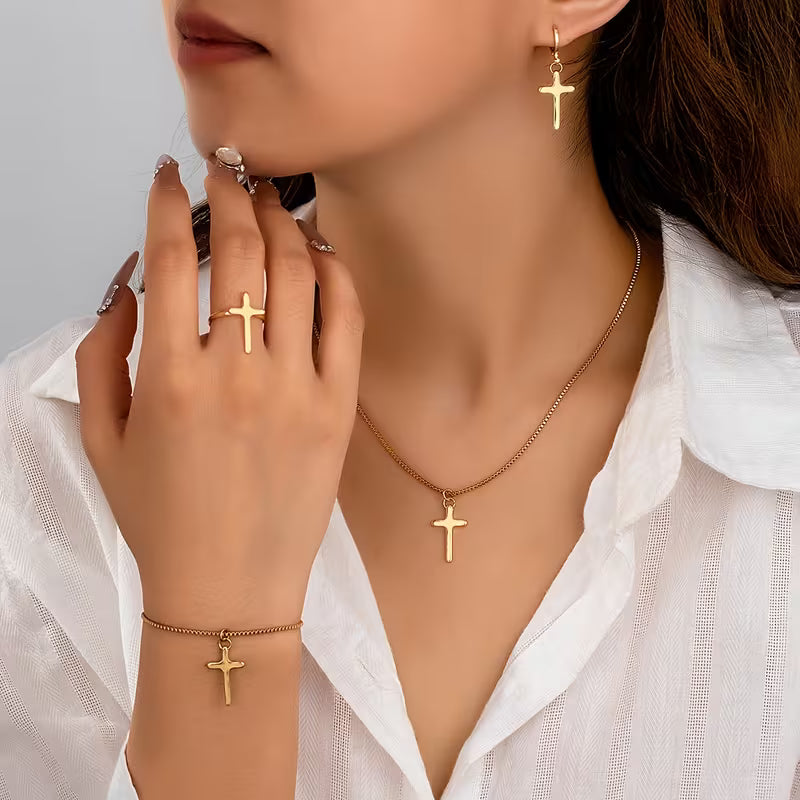 5-teiliges Kreuz-Schmuck-Set