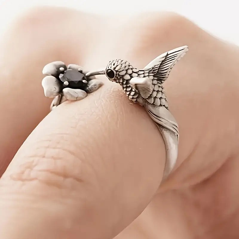 Kolibri und Blume Ring